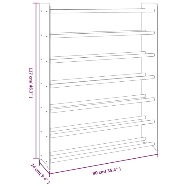 Mueble zapatero de madera contrachapada gris 90x24x117 cm