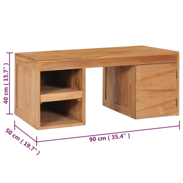 Mesa de centro de madera maciza de teca 90x50x40 cm