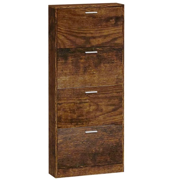 Mueble zapatero madera contrachapada roble ahumado 59x17x150 cm