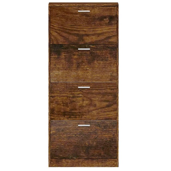 Mueble zapatero madera contrachapada roble ahumado 59x17x150 cm