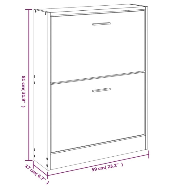 Mueble zapatero madera contrachapada roble 59x17x81 cm