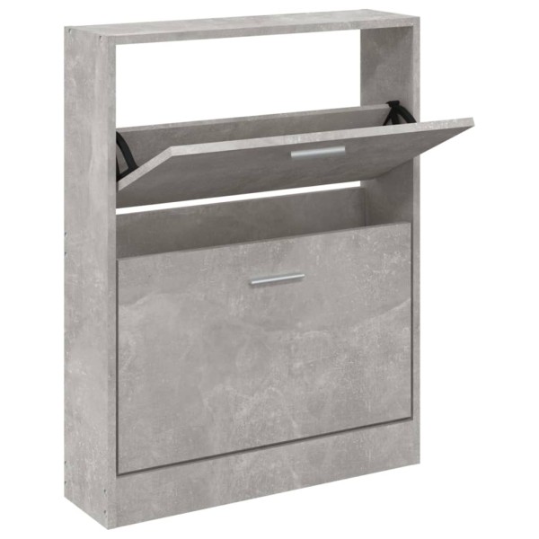 Mueble zapatero madera contrachapada gris hormigón 59x17x81 cm