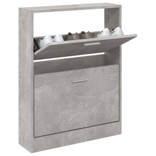 Mueble zapatero madera contrachapada gris hormigón 59x17x81 cm