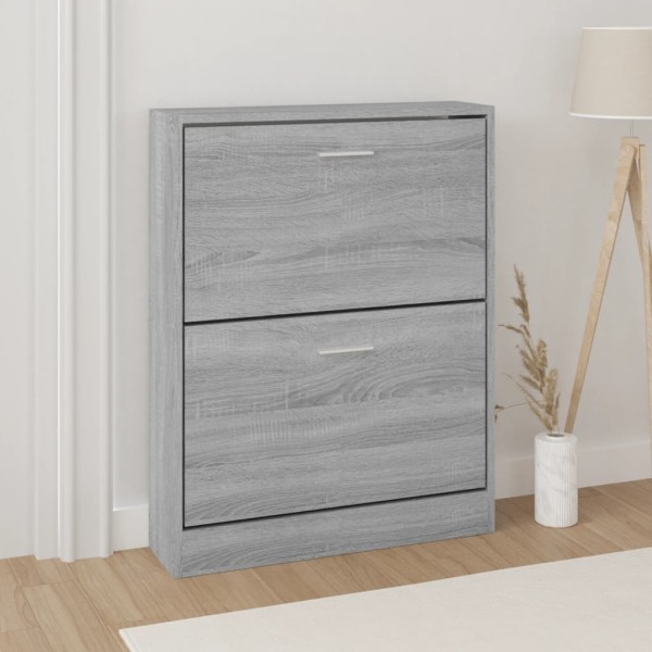 Mueble zapatero madera contrachapada gris Sonoma 59x17x81 cm