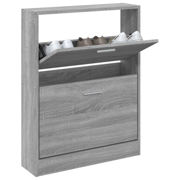 Mueble zapatero madera contrachapada gris Sonoma 59x17x81 cm