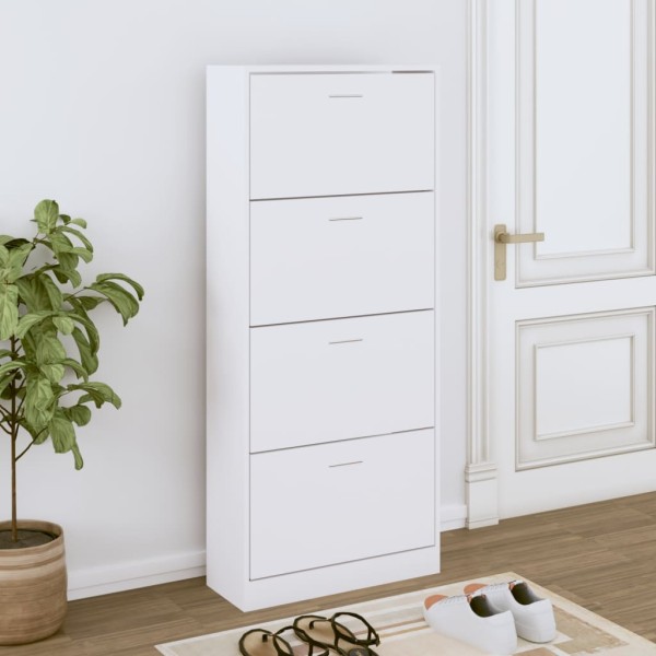 Mueble zapatero madera contrachapada blanco 63x24x147 cm