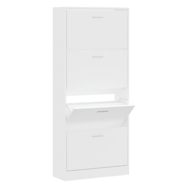 Mueble zapatero madera contrachapada blanco 63x24x147 cm