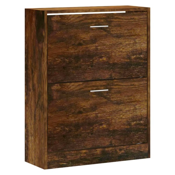 Mueble zapatero madera contrachapada roble ahumado 63x24x81 cm