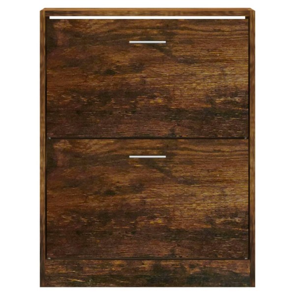 Mueble zapatero madera contrachapada roble ahumado 63x24x81 cm