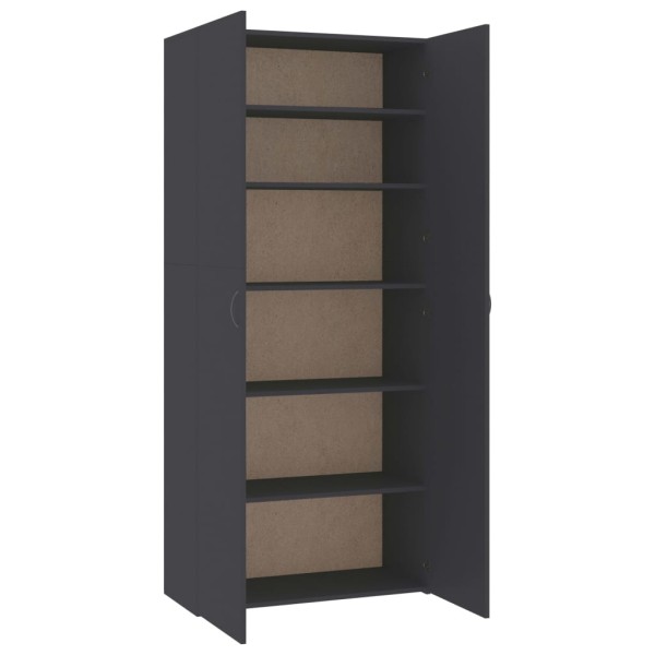 Mueble zapatero de madera contrachapada gris 80x35,5x180 cm