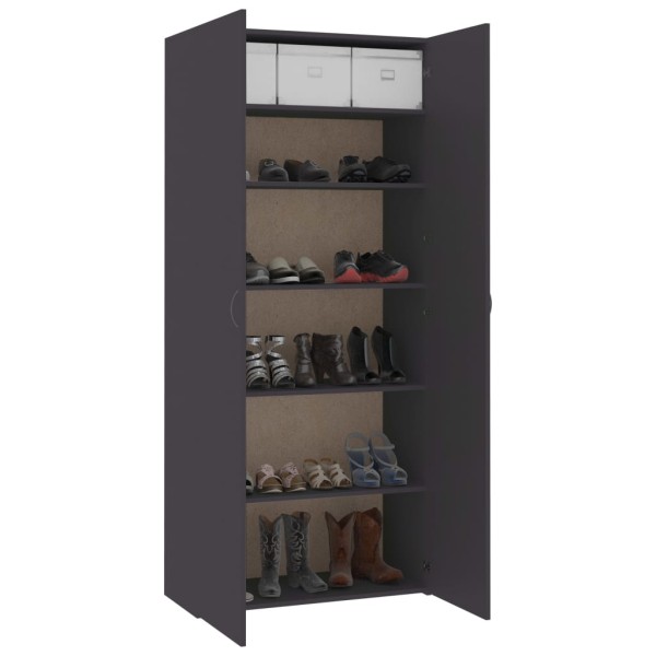 Mueble zapatero de madera contrachapada gris 80x35,5x180 cm