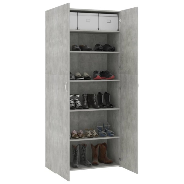 Mueble zapatero madera contrachapada gris 80x35,5x180 cm