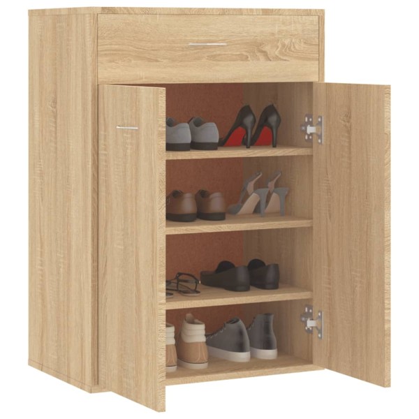 Mueble zapatero de madera contrachapada color roble 60x35x84cm