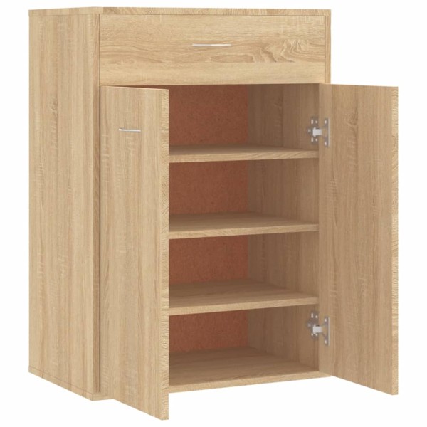 Mueble zapatero de madera contrachapada color roble 60x35x84cm