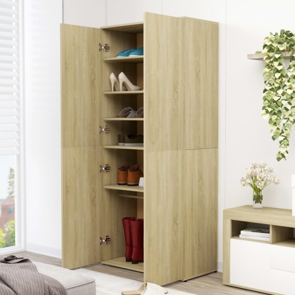 Mueble zapatero madera contrachapada color roble 80x39x178 cm