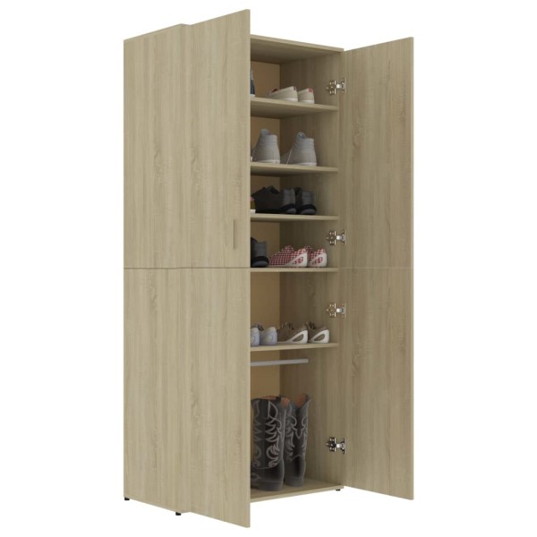 Mueble zapatero madera contrachapada color roble 80x39x178 cm