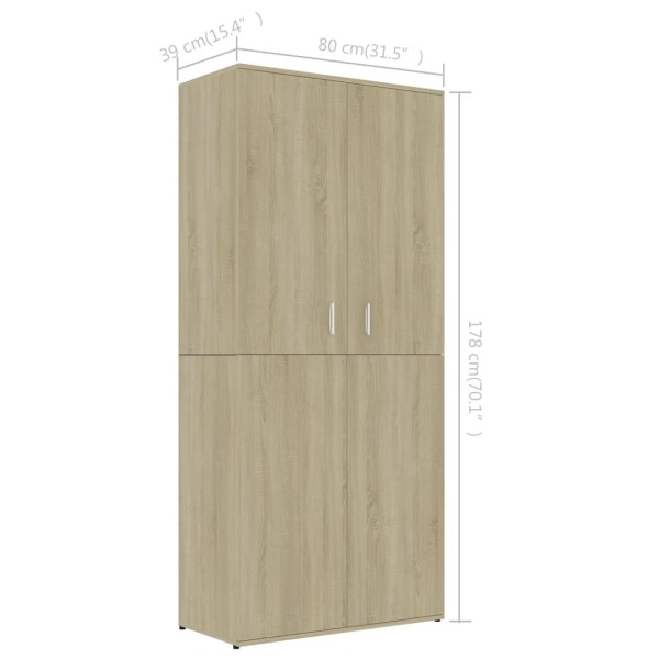 Mueble zapatero madera contrachapada color roble 80x39x178 cm