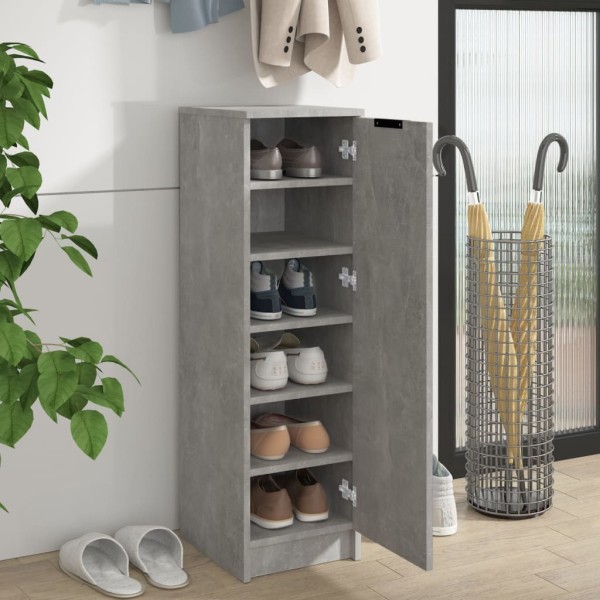 Mueble zapatero madera contrachapada gris hormigón 30x35x100 cm