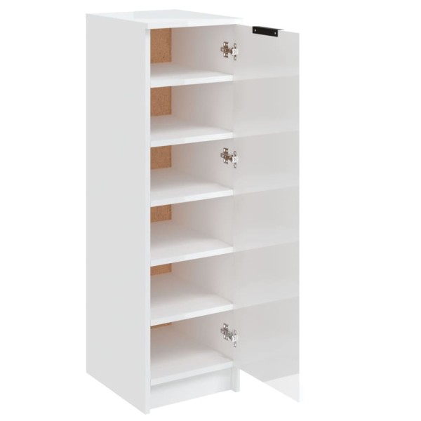 Mueble zapatero madera contrachapada blanco brillo 30x35x100 cm