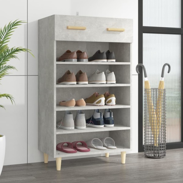 Mueble zapatero madera contrachapada gris hormigón 60x35x105 cm