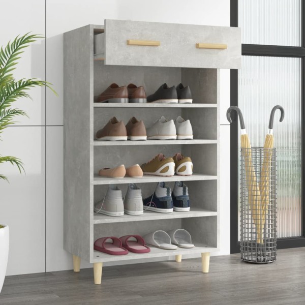 Mueble zapatero madera contrachapada gris hormigón 60x35x105 cm