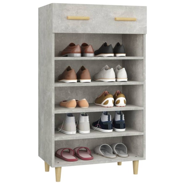 Mueble zapatero madera contrachapada gris hormigón 60x35x105 cm