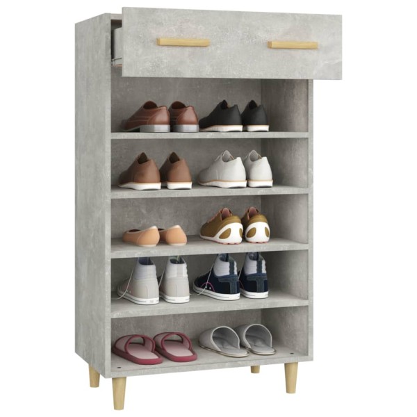 Mueble zapatero madera contrachapada gris hormigón 60x35x105 cm