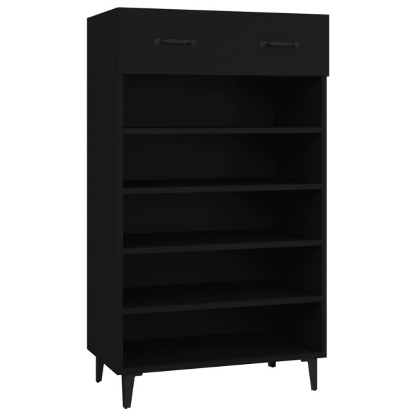 Mueble zapatero de madera contrachapada negro 60x35x105 cm