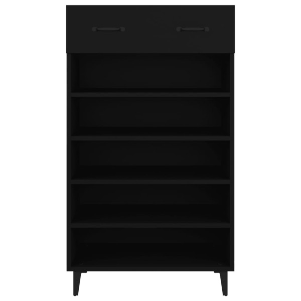 Mueble zapatero de madera contrachapada negro 60x35x105 cm