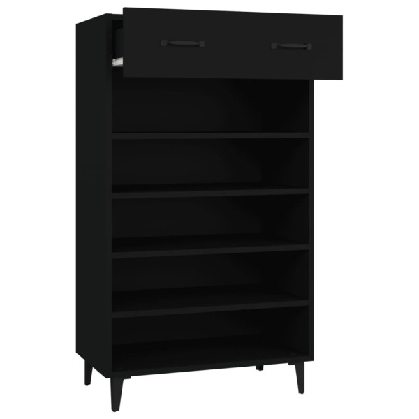 Mueble zapatero de madera contrachapada negro 60x35x105 cm