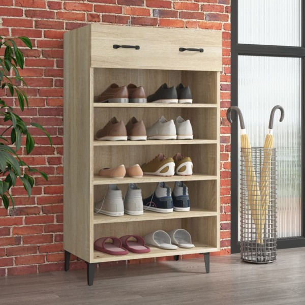 Mueble zapatero madera contrachapada roble Sonoma 60x35x105 cm