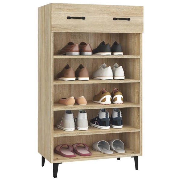 Mueble zapatero madera contrachapada roble Sonoma 60x35x105 cm