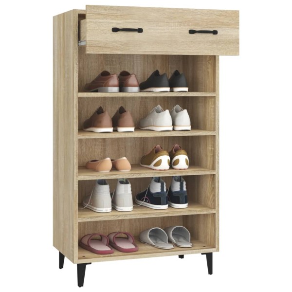 Mueble zapatero madera contrachapada roble Sonoma 60x35x105 cm