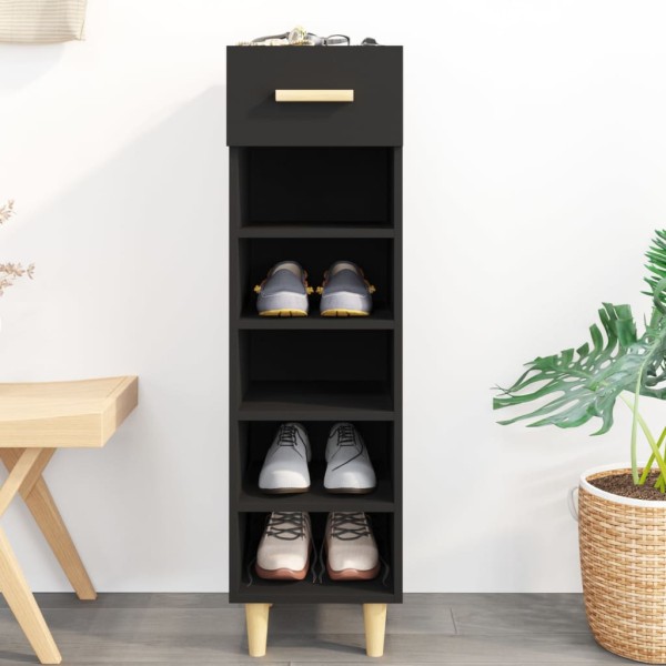 Mueble zapatero de madera contrachapada negro 30x35x105 cm