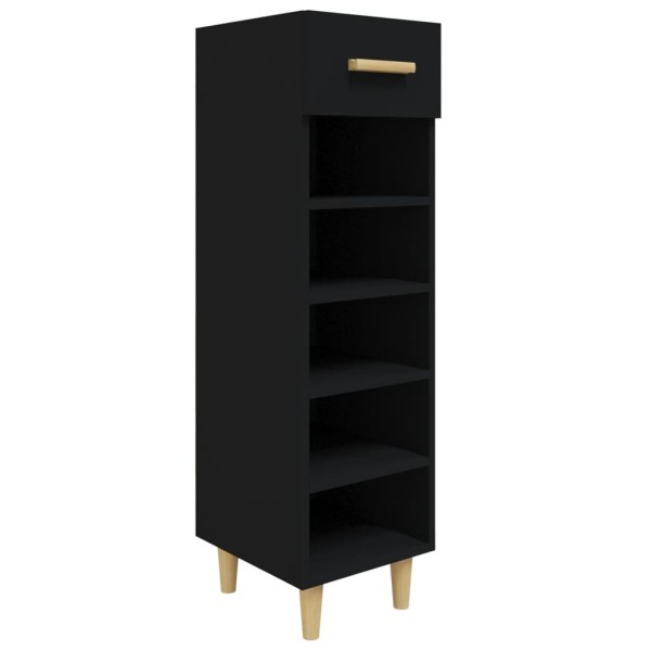 Mueble zapatero de madera contrachapada negro 30x35x105 cm