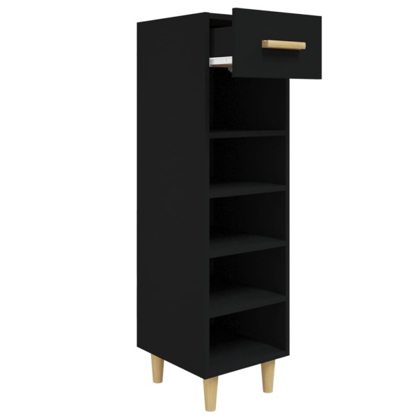 Mueble zapatero de madera contrachapada negro 30x35x105 cm