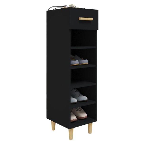 Mueble zapatero de madera contrachapada negro 30x35x105 cm