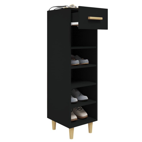 Mueble zapatero de madera contrachapada negro 30x35x105 cm