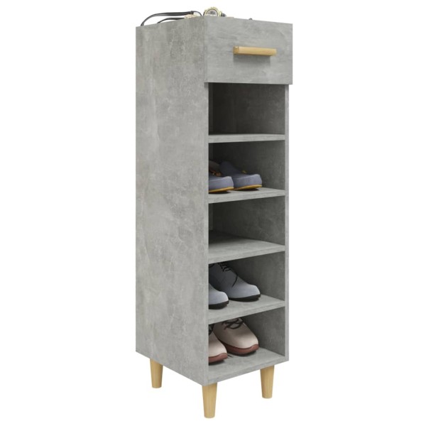 Mueble zapatero madera contrachapada gris hormigón 30x35x105 cm