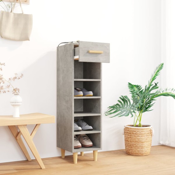 Mueble zapatero madera contrachapada gris hormigón 30x35x105 cm