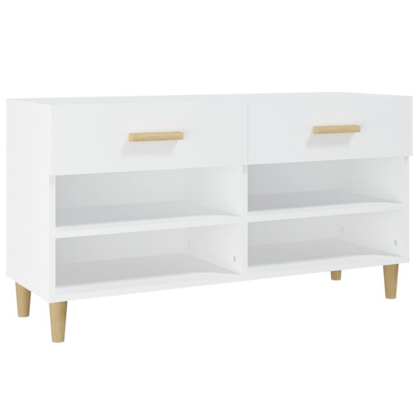 Mueble zapatero de madera contrachapada blanco 102x35x55 cm