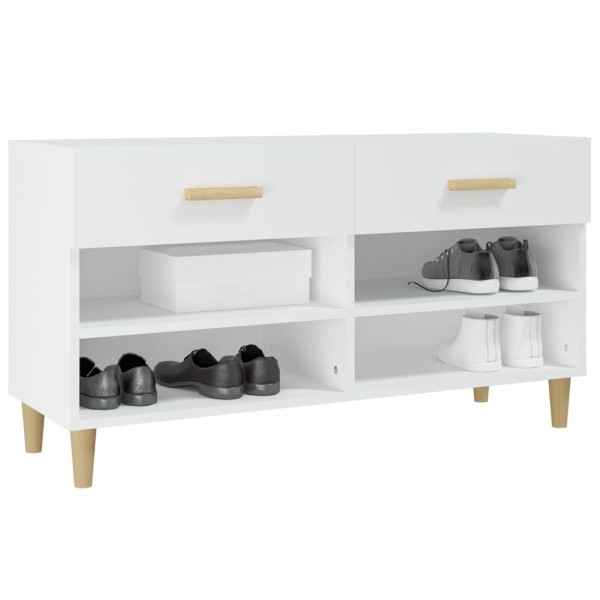 Mueble zapatero de madera contrachapada blanco 102x35x55 cm