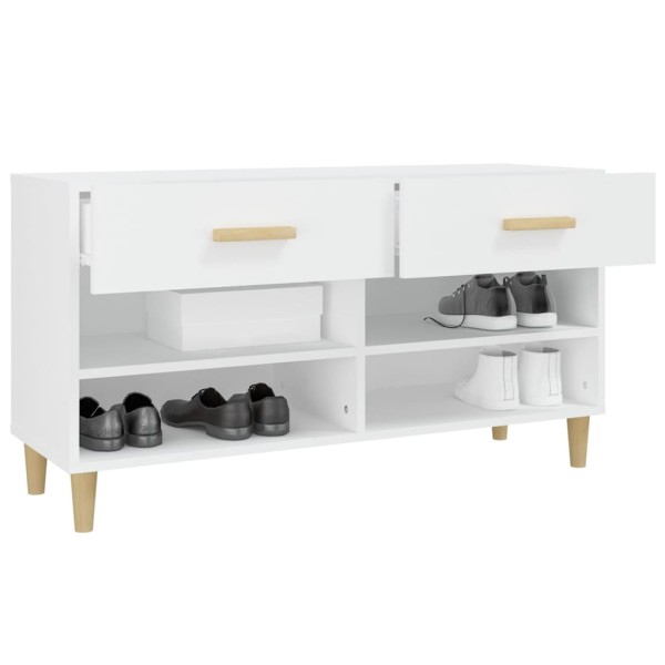 Mueble zapatero de madera contrachapada blanco 102x35x55 cm