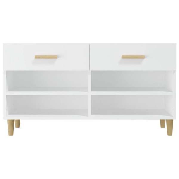 Mueble zapatero de madera contrachapada blanco 102x35x55 cm