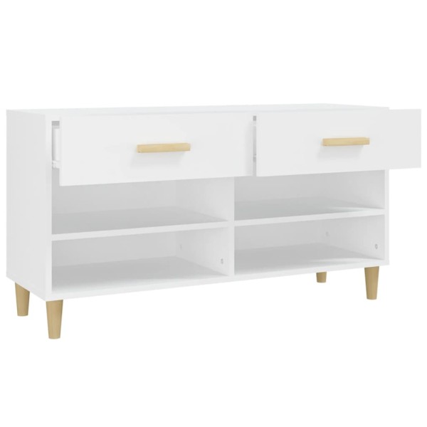 Mueble zapatero de madera contrachapada blanco 102x35x55 cm