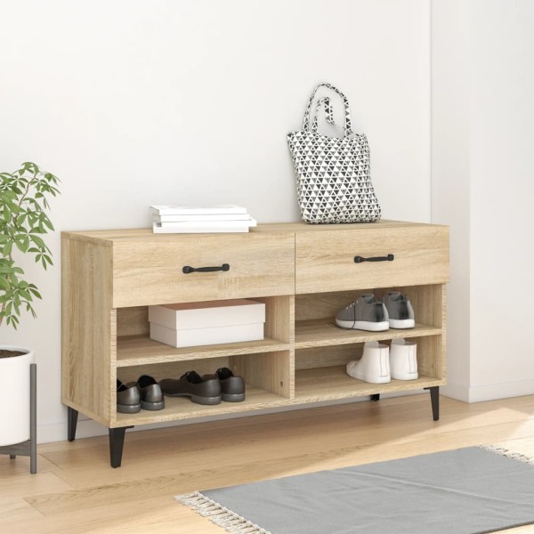 Mueble zapatero madera contrachapada roble Sonoma 102x35x55 cm