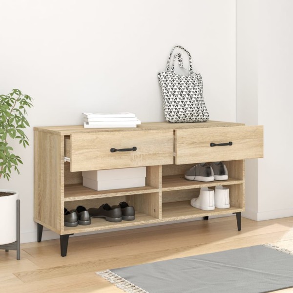 Mueble zapatero madera contrachapada roble Sonoma 102x35x55 cm