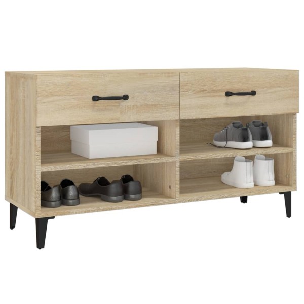 Mueble zapatero madera contrachapada roble Sonoma 102x35x55 cm