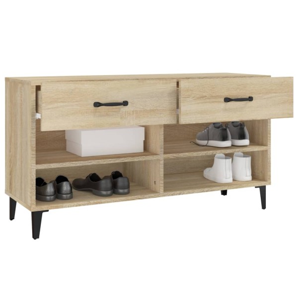 Mueble zapatero madera contrachapada roble Sonoma 102x35x55 cm