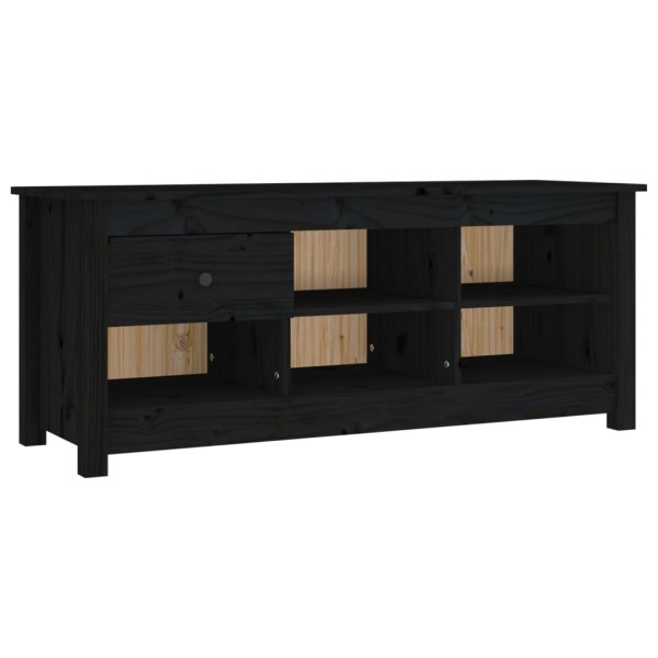 Mueble zapatero de madera maciza de pino negro 110x38x45,5 cm